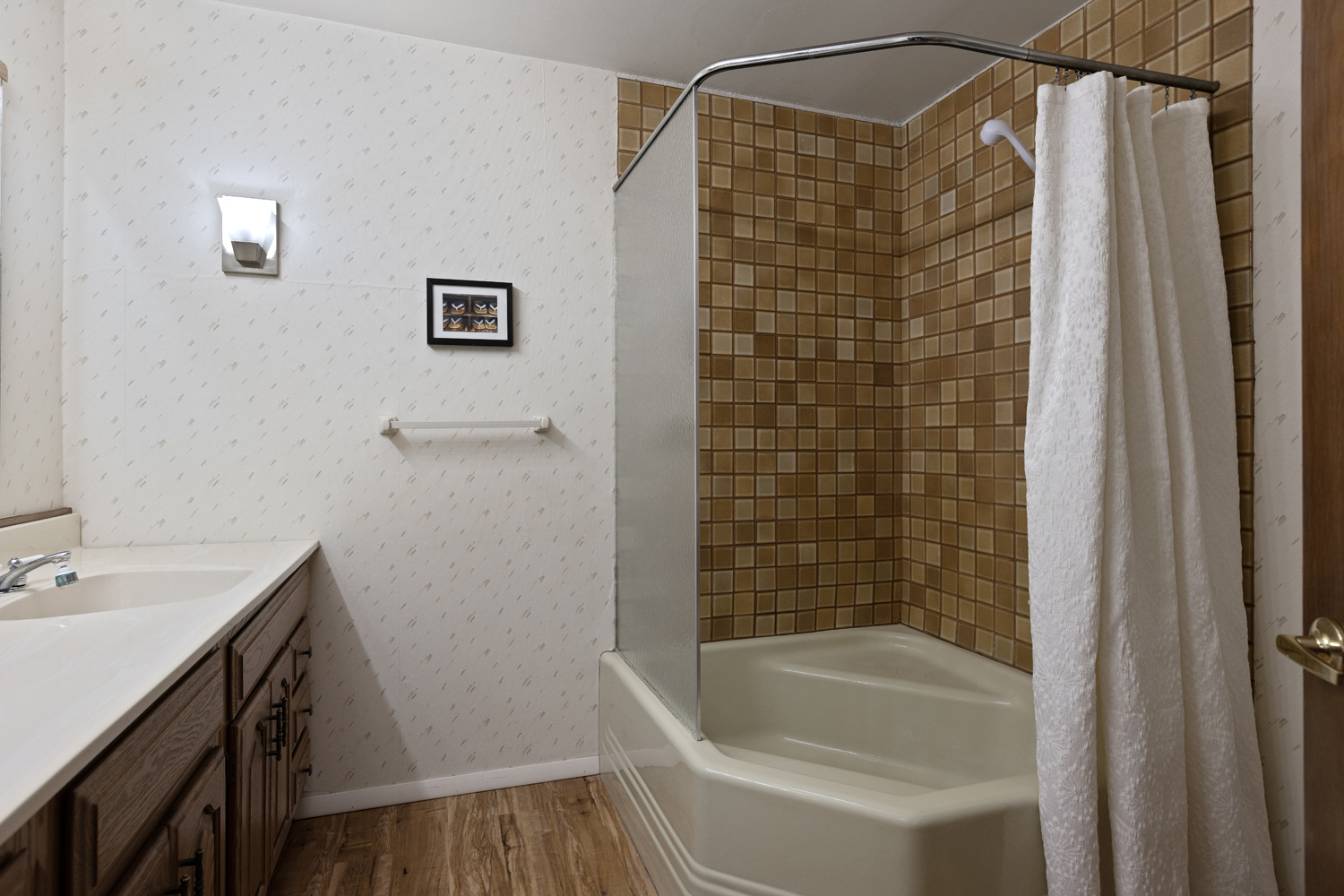 99 Gromer Road Elgin, IL 60120 - Photo 33 of 47 a bathroom with a shower curtain and a sink