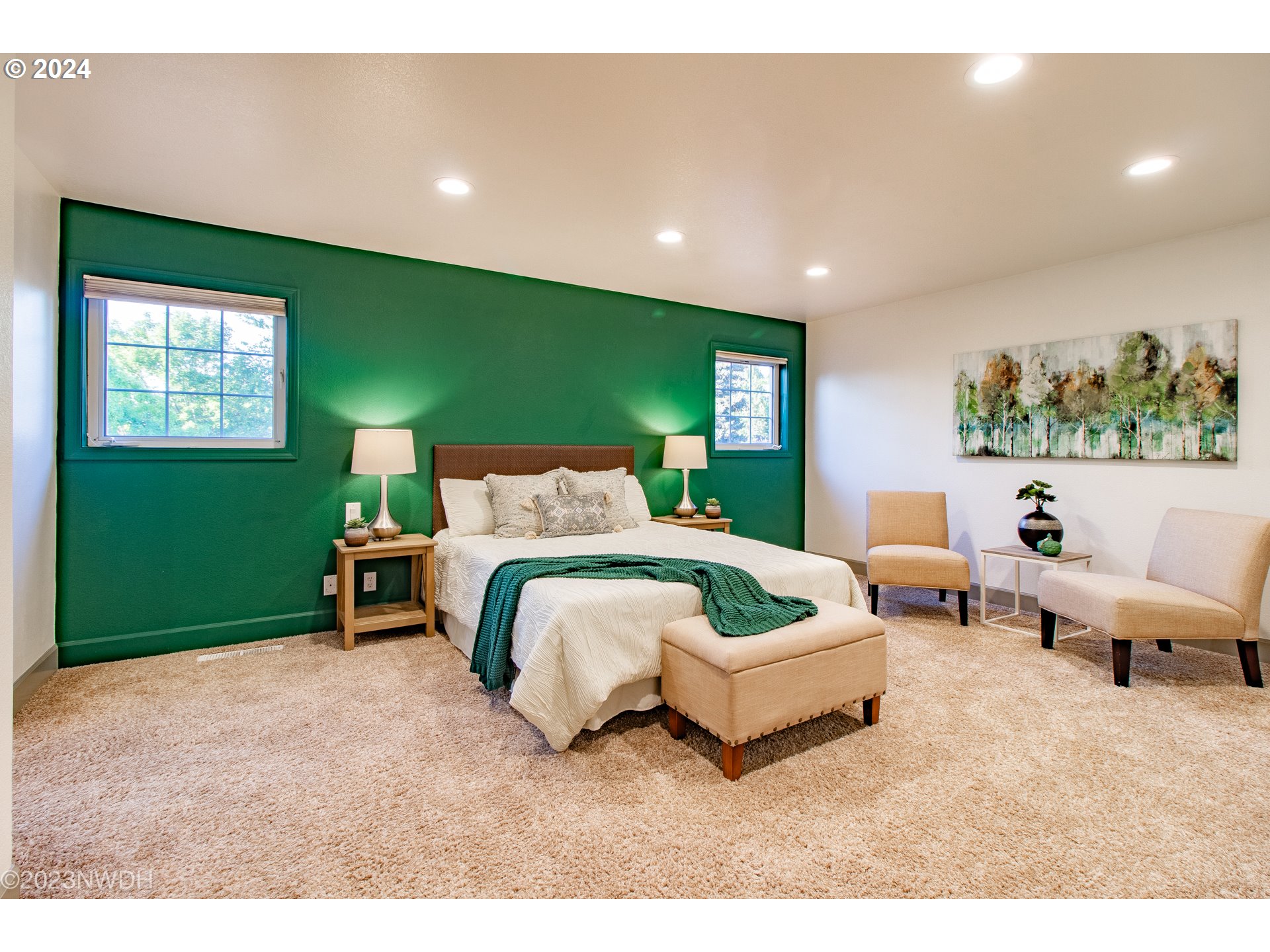 3435 Hampton Way Eugene, OR 97401 - Photo 26 of 46 a spacious bedroom with a bed and a couch