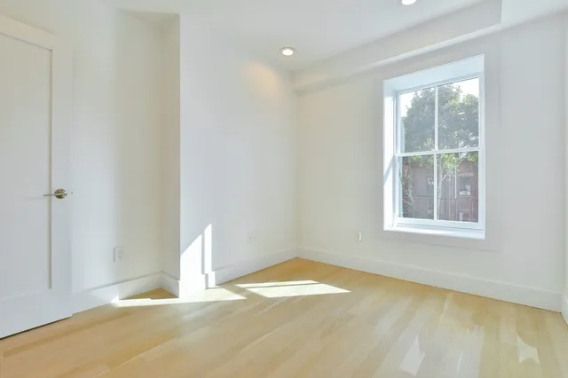 a view of a room with a window