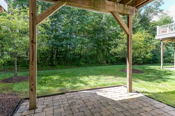 a view of a yard with porch