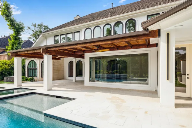 a front view of a building with a porch