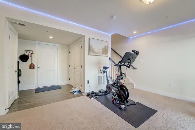 a view of a room with gym equipment