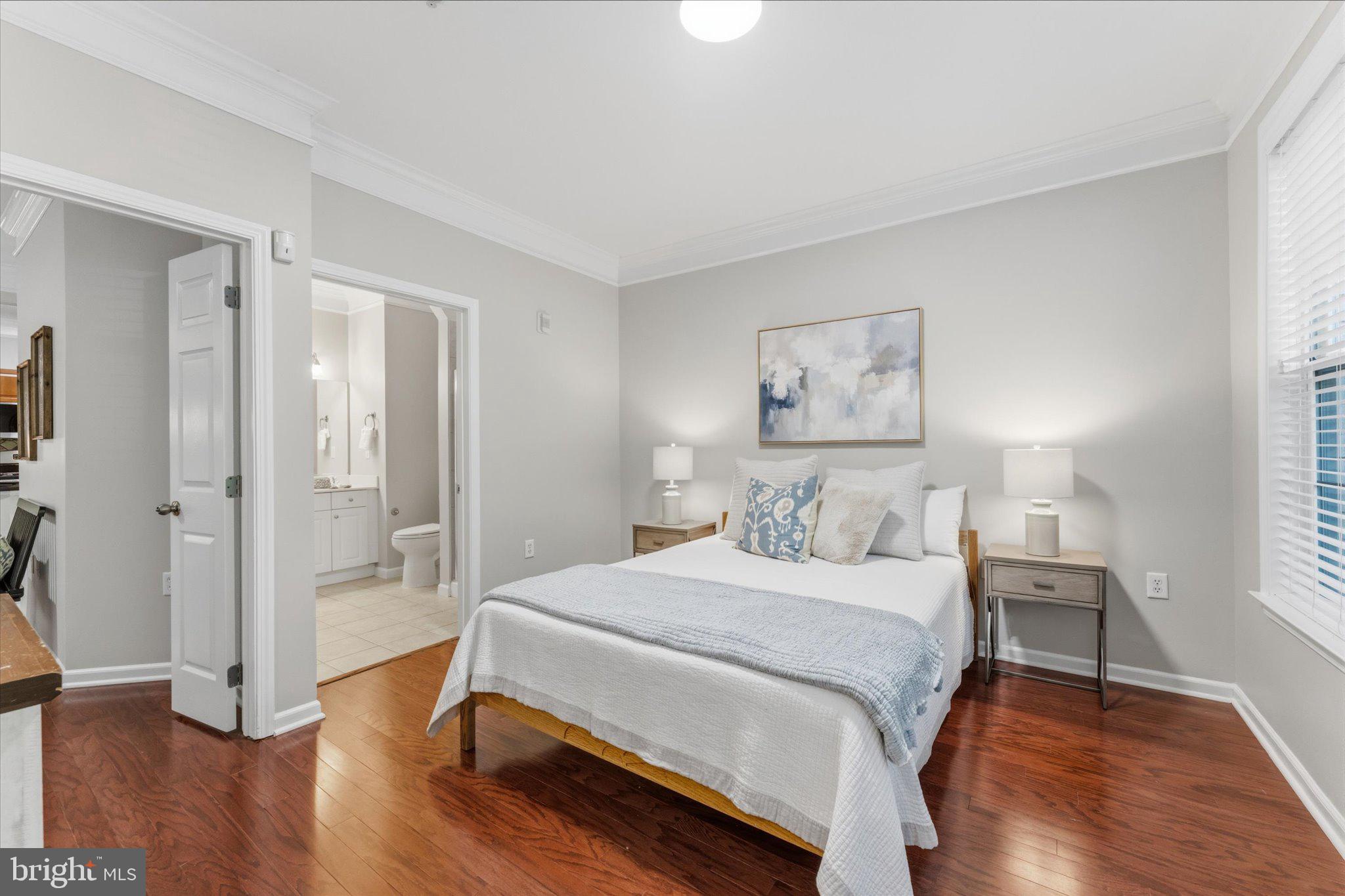 503 Sunset View Terrace Southeast, Unit 101 Leesburg, VA 20175 - Photo 17 of 39 Serene bedroom with modern elegance.