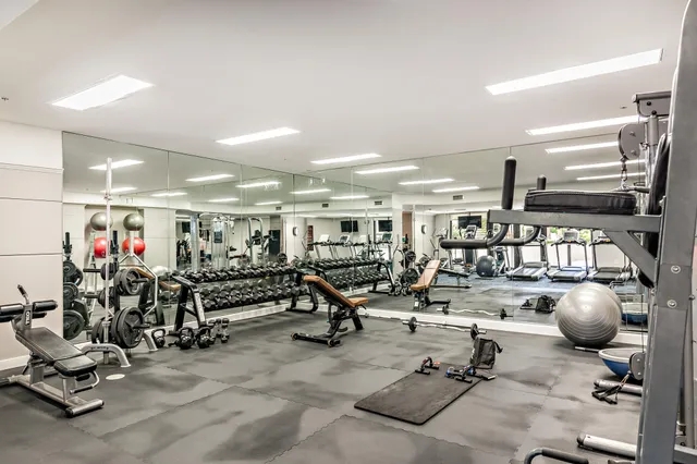 a view of a room with gym equipment