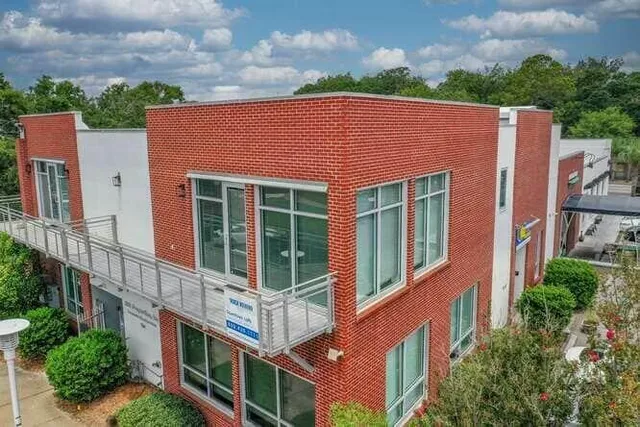 aerial view of a house with a balcony