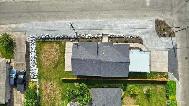 an aerial view of a house