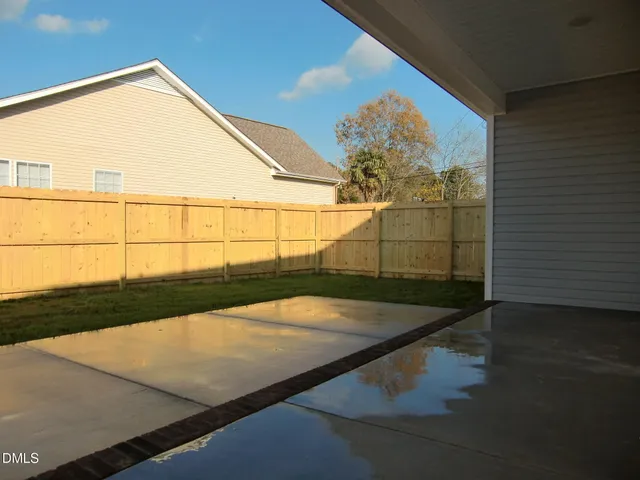 an outdoor view with patio