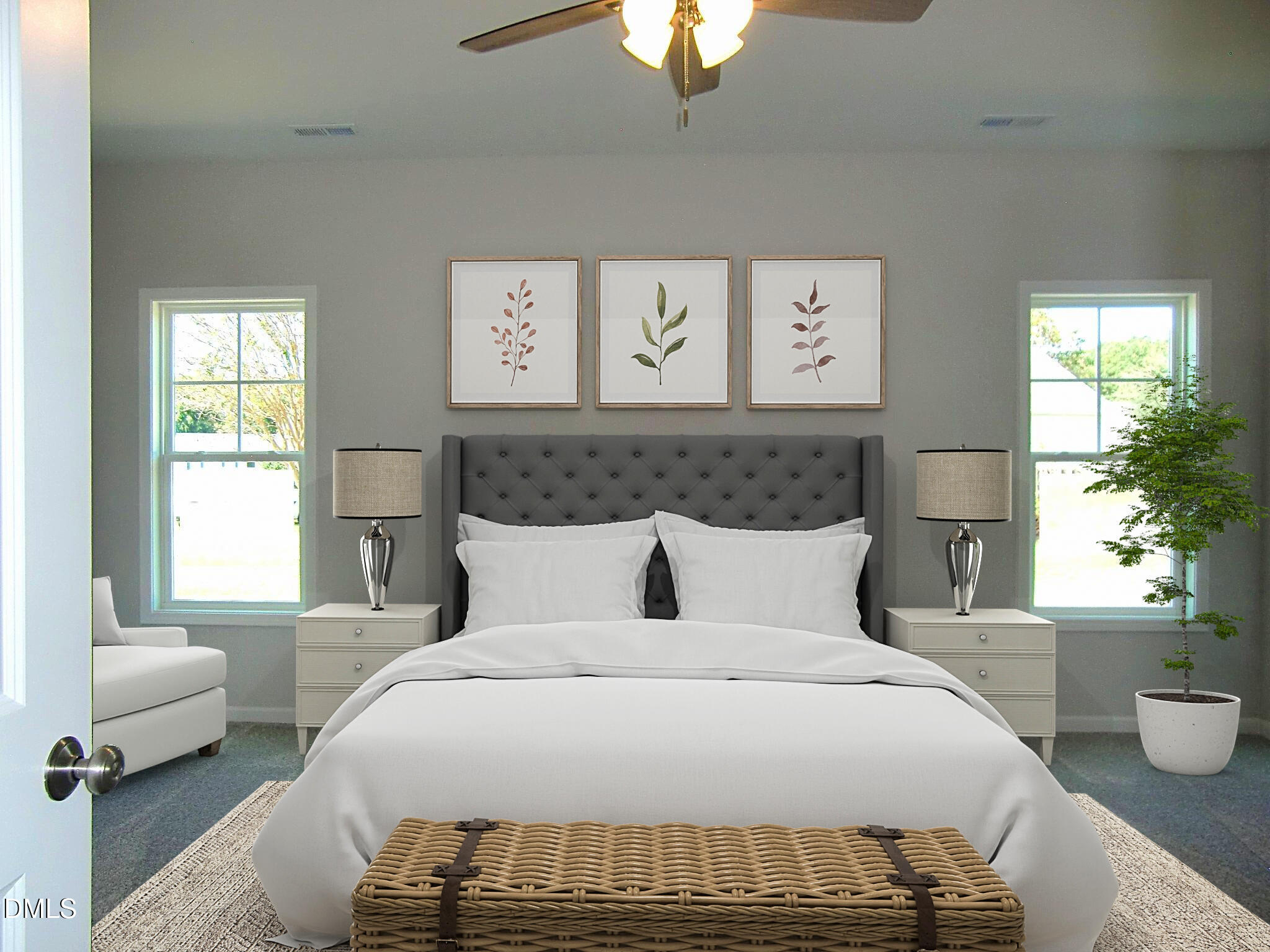 100 Covington Lane Dunn, NC 28334 - Photo 35 of 54 a bedroom with a large bed and a potted plant