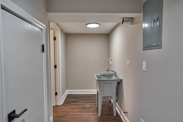a view of a hallway with entryway