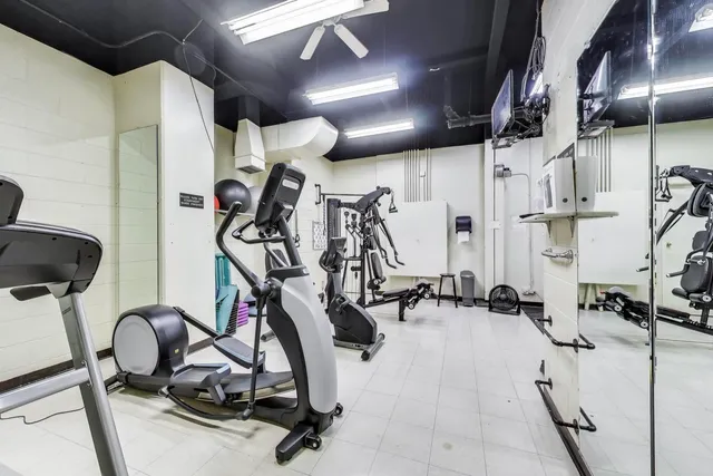 a view of a room with gym equipment