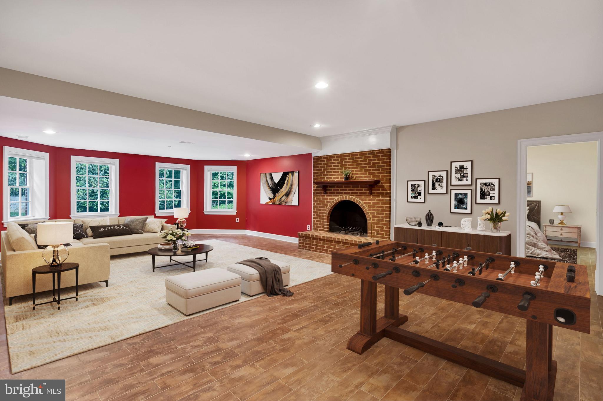 190 Falcon Ridge Road Great Falls, VA 22066 - Photo 52 of 74 Basement with Fireplace //Virtually Staged