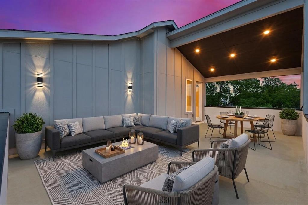 415 North Patton Avenue Dallas, TX 75203 - Photo 5 of 20 Outdoor patio featuring a covered area with recessed lighting, an open-air section, and wall-mounted light fixtures