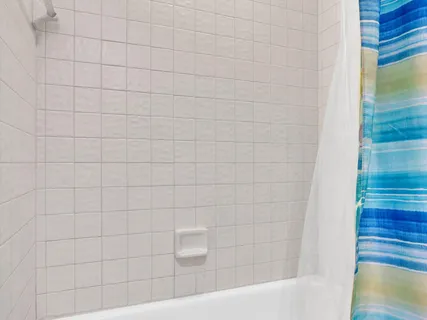 a bathroom with a bathtub