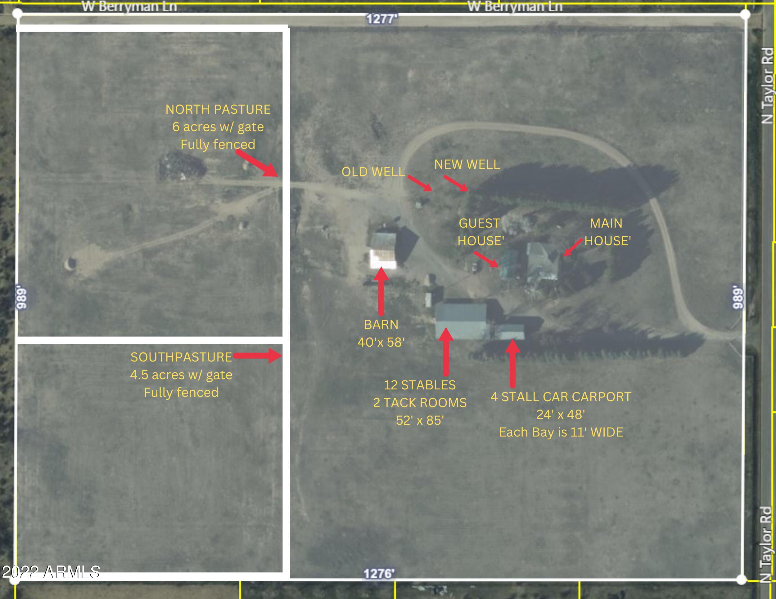731 North Taylor Road Willcox, AZ 85643 - Photo 2 of 36 Ariel View with Labels - 731 N Taylor
