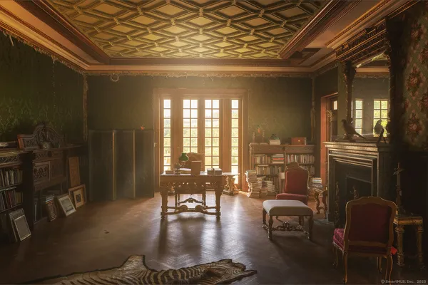 a living room with furniture