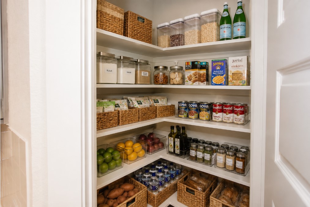 100 Century Plant Road Leander, TX 78641 - Photo 11 of 36 Custom-designed pantry shelving maximizes storage, providing a tidy and accessible culinary haven.