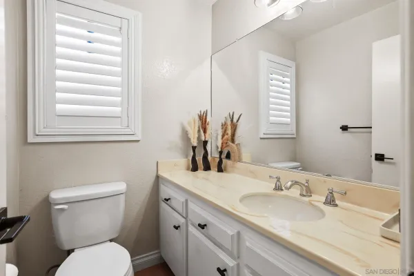 a bathroom with a toilet a sink and mirror