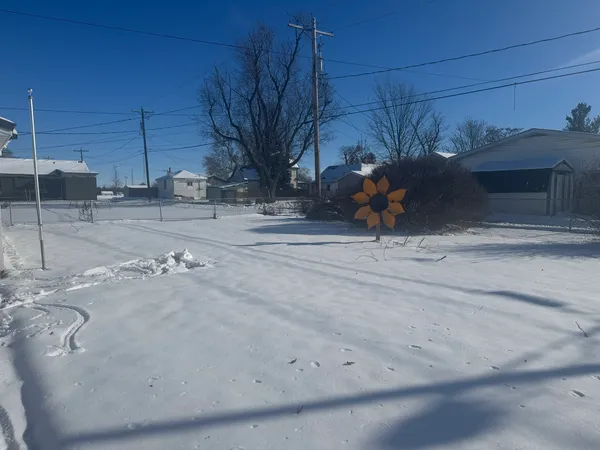 a view of a backyard of the house