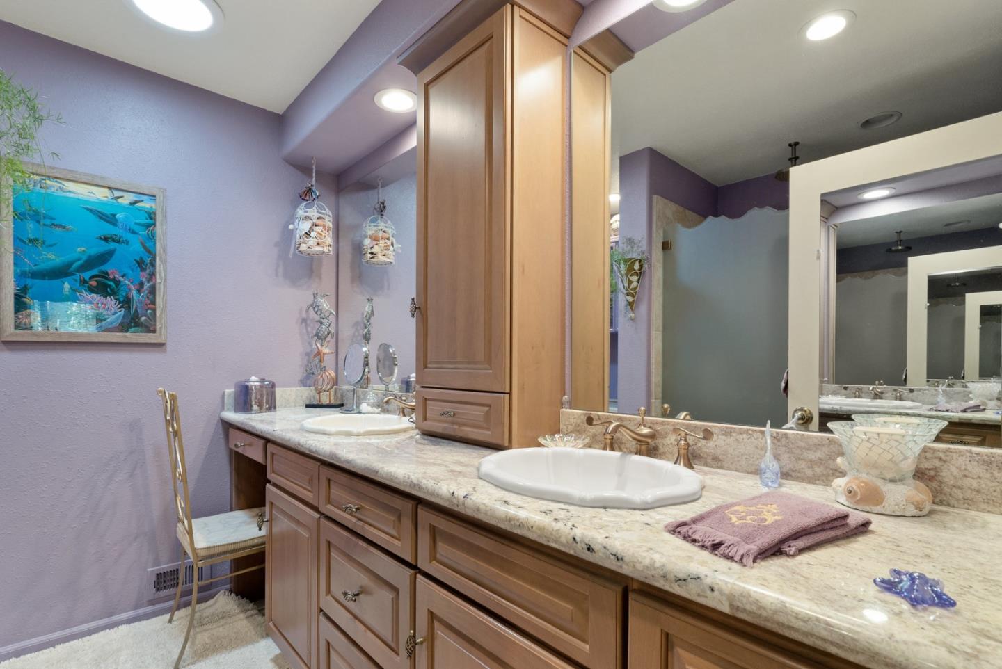 103 Stoney Creek Road Santa Cruz, CA 95060 - Photo 29 of 44 a bathroom with a granite countertop sink and a mirror