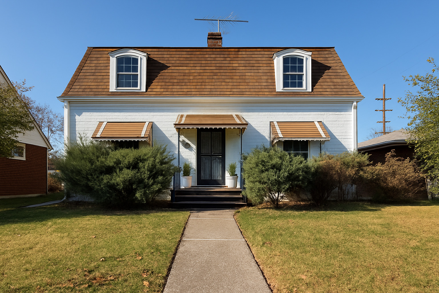 a house view with garden space