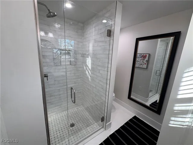 a bathroom with a shower