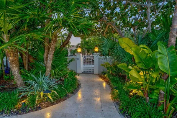 a bathroom with a sink a mirror and a potted plant
