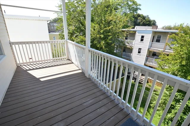 a view of a wooden deck