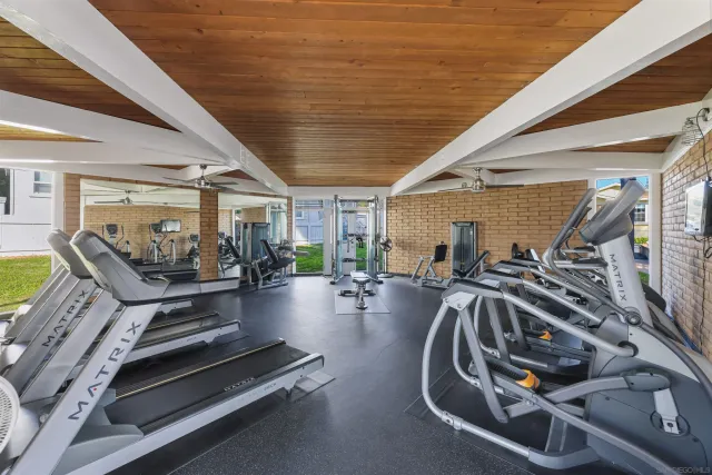 a view of a room with gym equipment