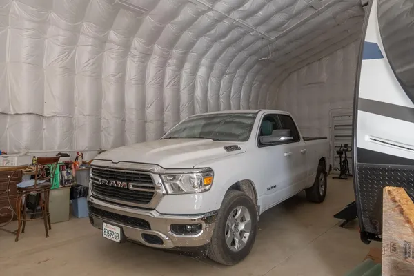 a view of a car in garage