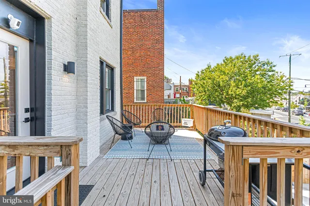 a view of a chairs on the deck