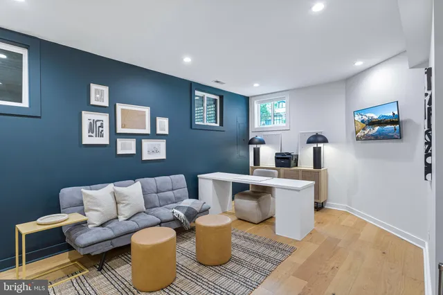 a view of kitchen with wooden floor