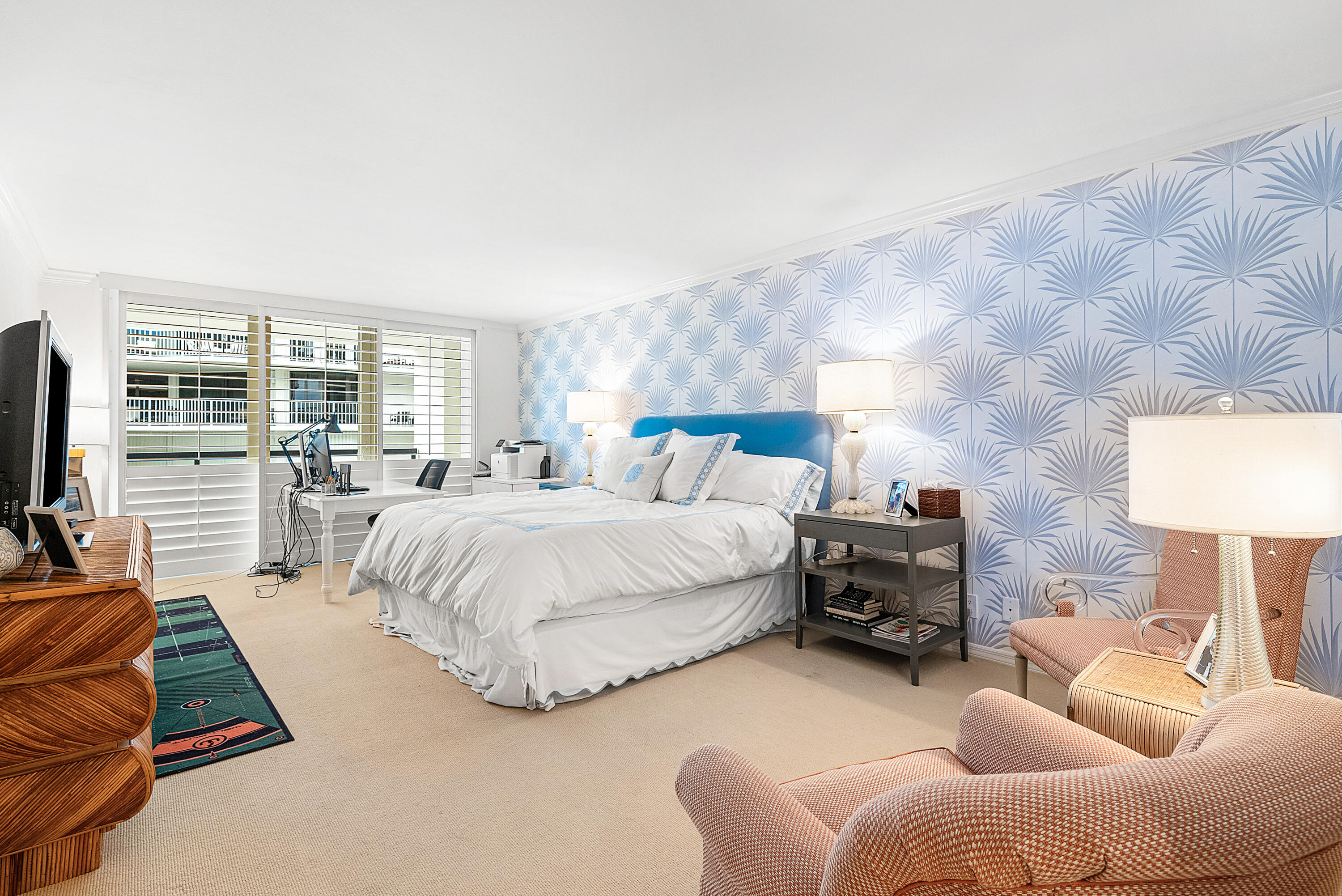 3140 South Ocean Boulevard, Unit 303S Palm Beach, FL 33480 - Photo 11 of 33 a spacious bedroom with a bed and glass window