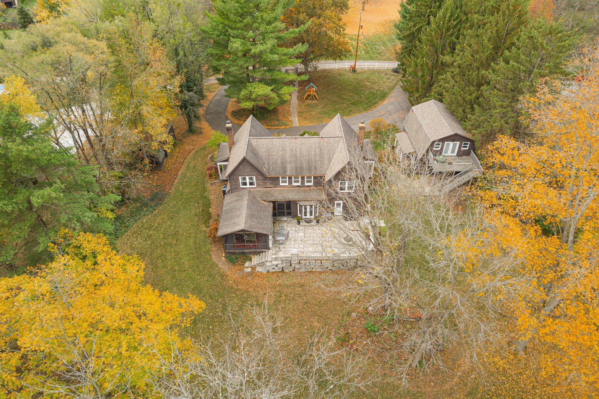 5987 Dublin Road Delaware, OH 43015 - Photo 109 of 116 Aerial view of home and detached garage with finished space above