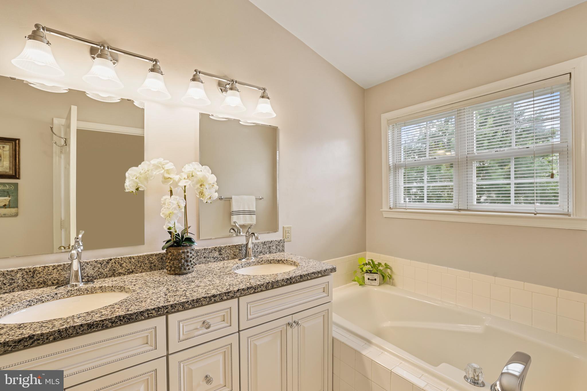2128 Elm Tree Lane Silver Spring, MD 20906 - Photo 27 of 55 a bathroom with a granite countertop sink mirror and a bathtub