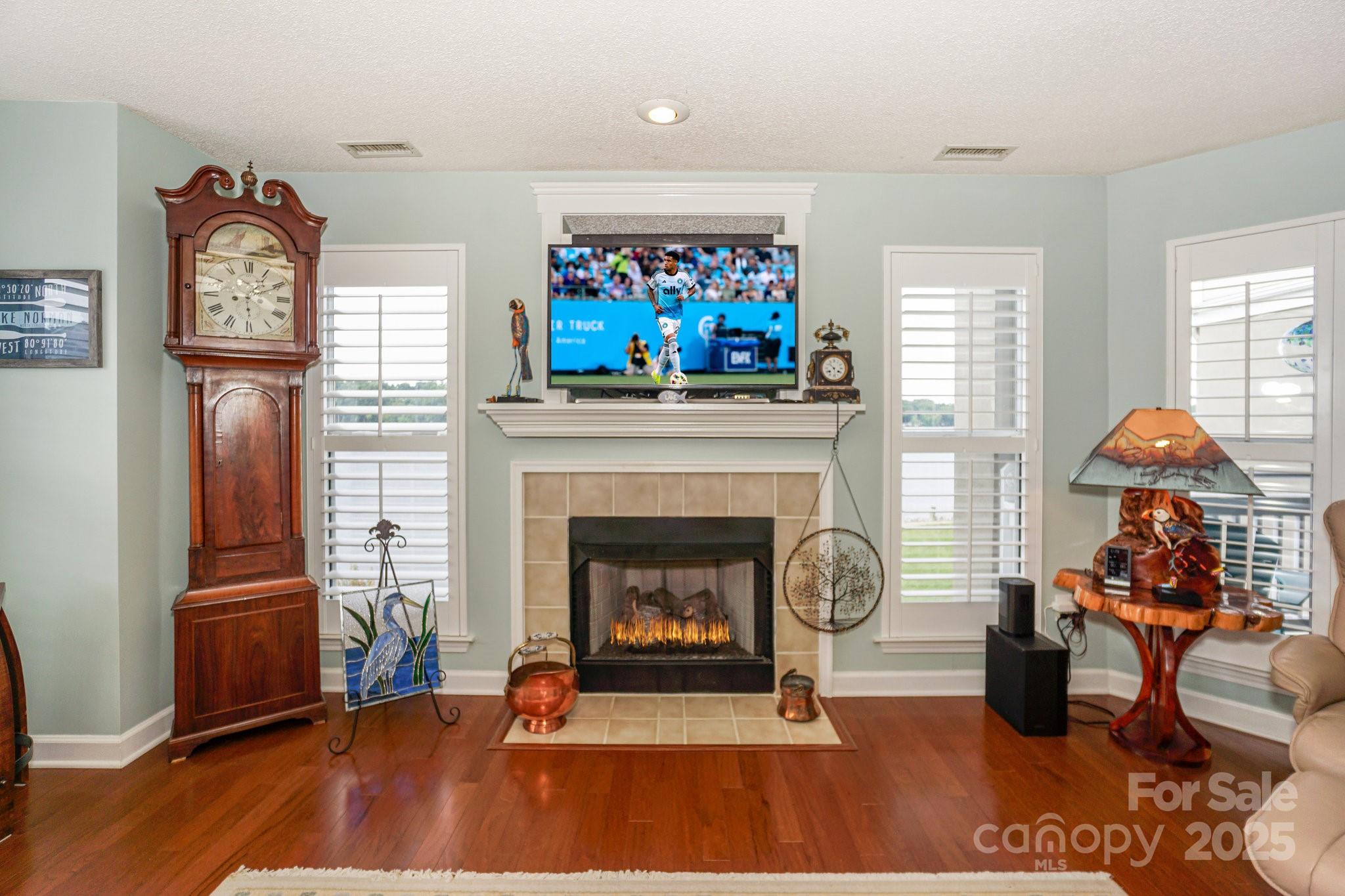 1238 Torrence Circle Davidson, NC 28036 - Photo 14 of 43 a living room with furniture a fireplace and wall paintings