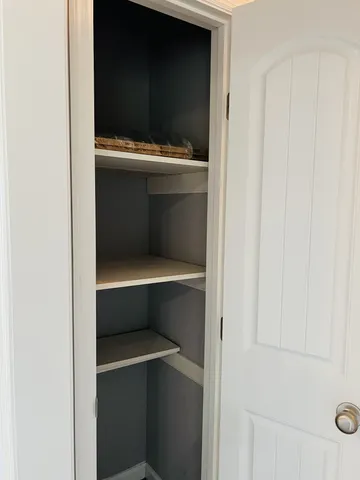 a view of an empty walk in closet