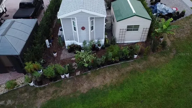 an aerial view of a house