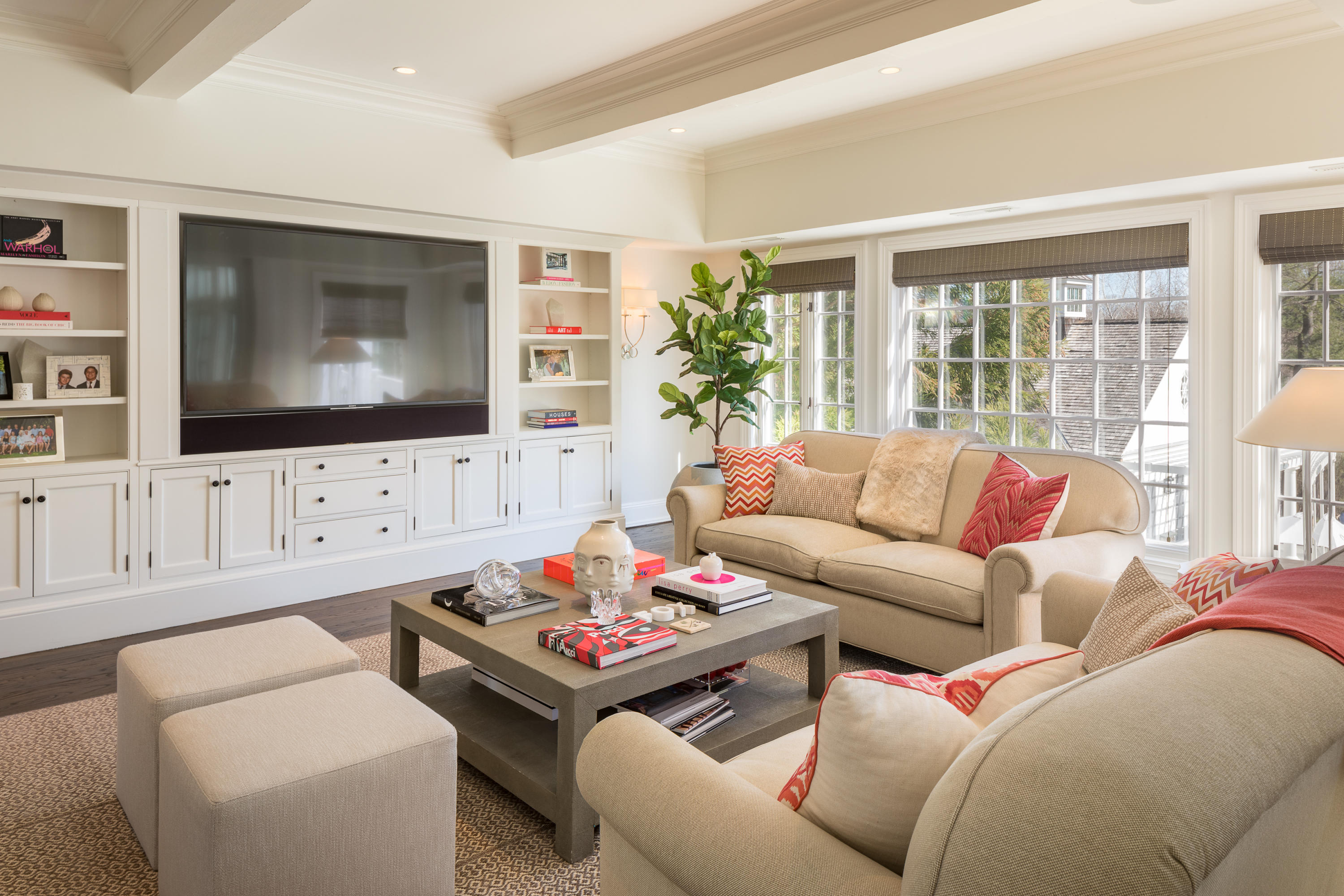 289 Oenoke Ridge New Canaan, CT 06840 - Photo 9 of 39 a living room with furniture and a flat screen tv