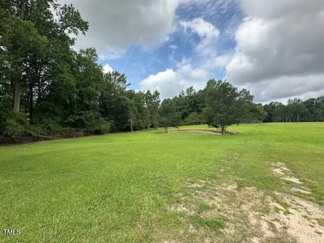 a view of a green field with wooden fence