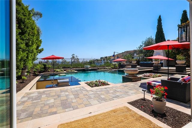 a view of a terrace with furniture