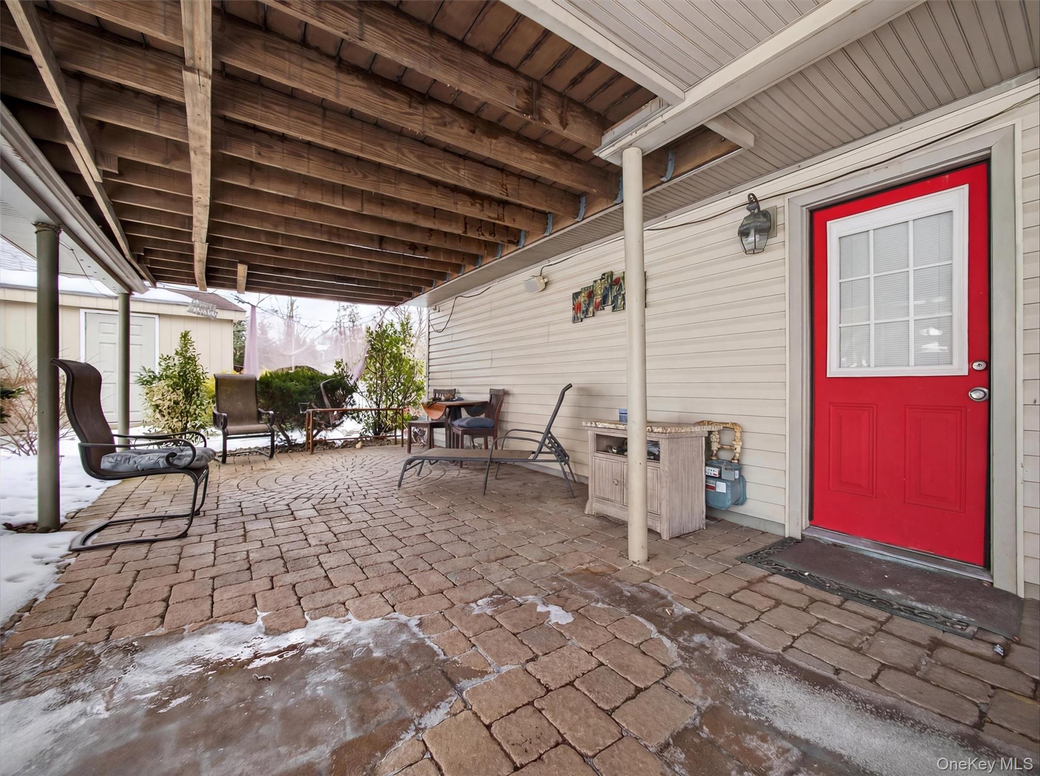 54 Blauvelt Road Blauvelt, NY 10913 - Photo 37 of 41 a view of a patio with table and chairs with wooden fence