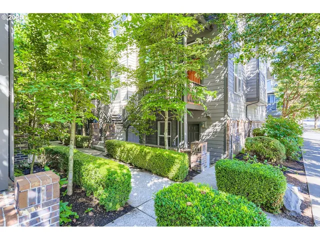a view of a garden from a building