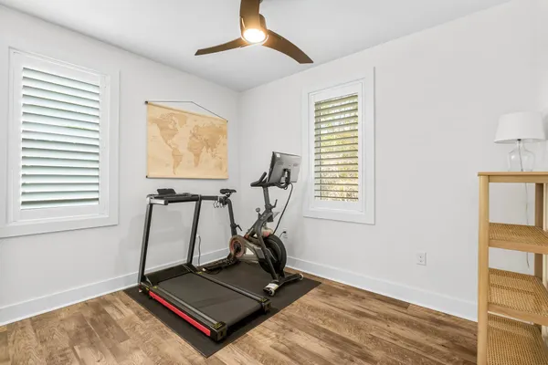 a view of room with gym equipment