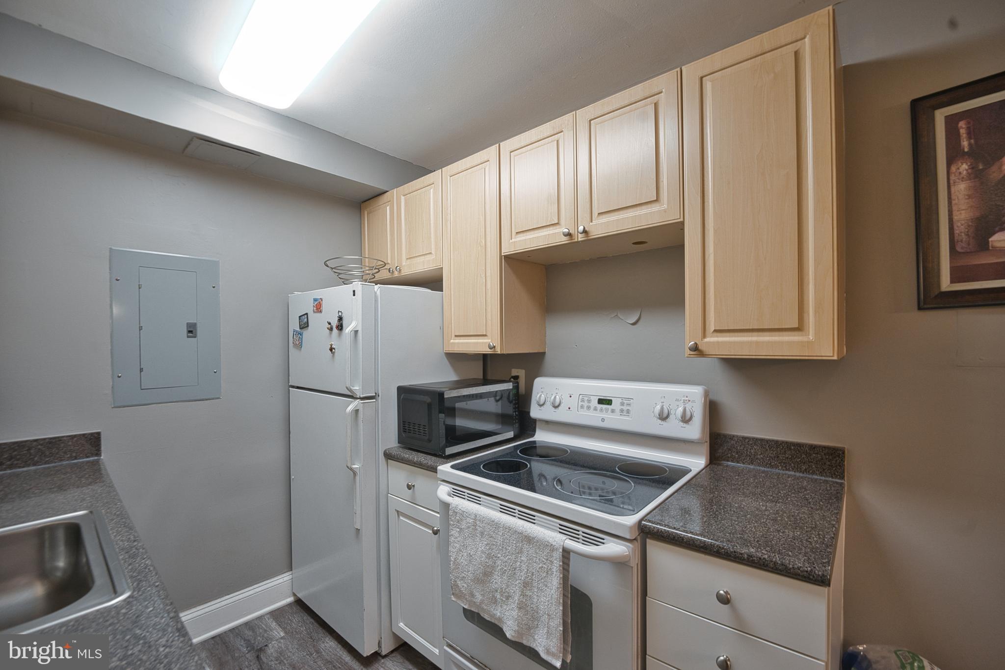1005 Chillum Road, Unit 117 Hyattsville, MD 20782 - Photo 9 of 16 a kitchen with a refrigerator sink and cabinets