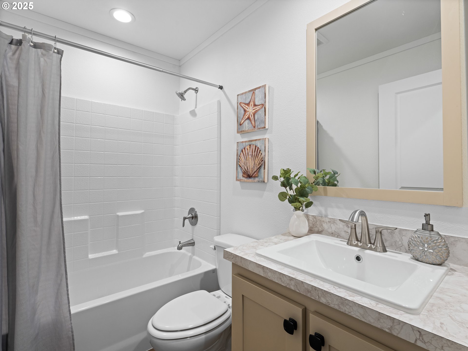54839 Southwest South Road Gaston, OR 97119 - Photo 12 of 15 a bathroom with a granite countertop sink toilet and shower