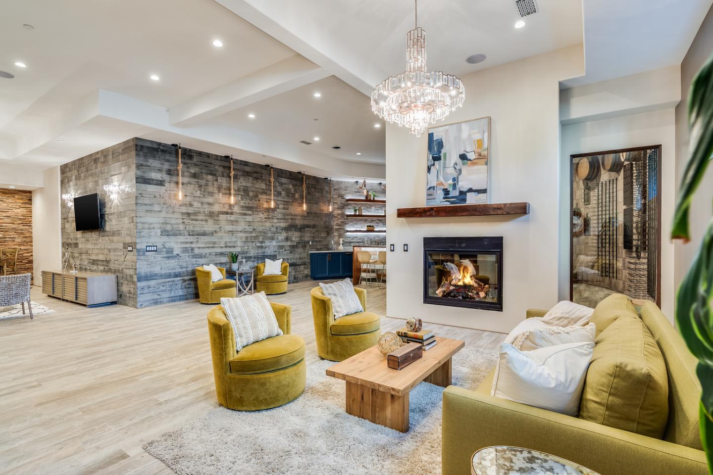 13740 Pierce Road Saratoga, CA 95070 - Photo 17 of 100 a living room with furniture a fireplace and a flat screen tv