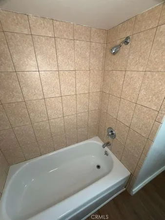 a bathroom with a bathtub