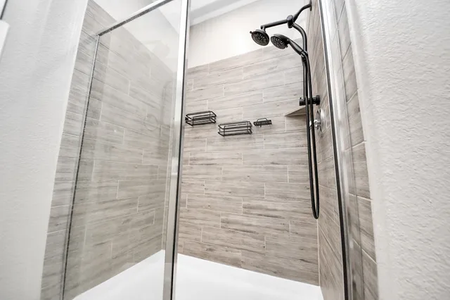 a bathroom with a shower