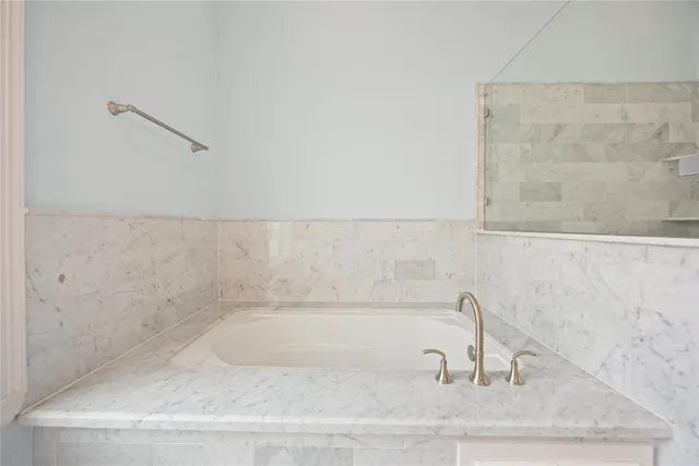 a bathroom with a bathtub