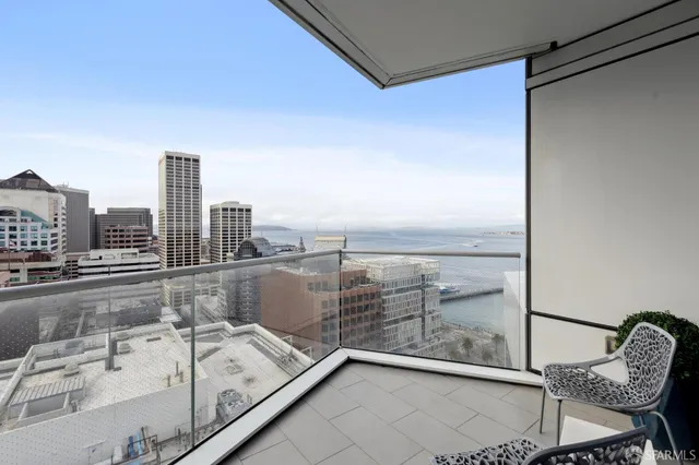 a city view with tall buildings